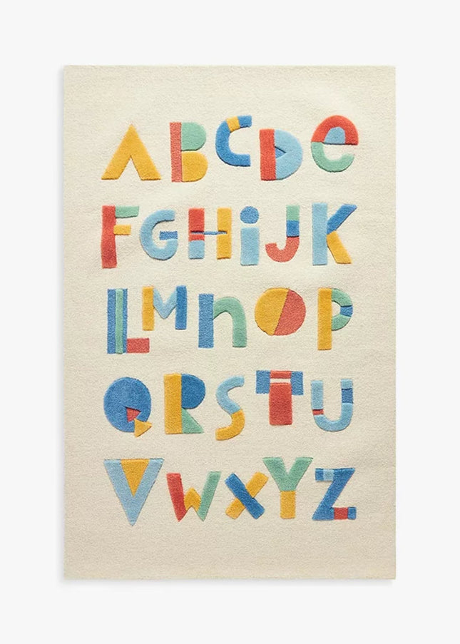 Hand-Tufted Wool ABC Rug: Educational Kids Playmat