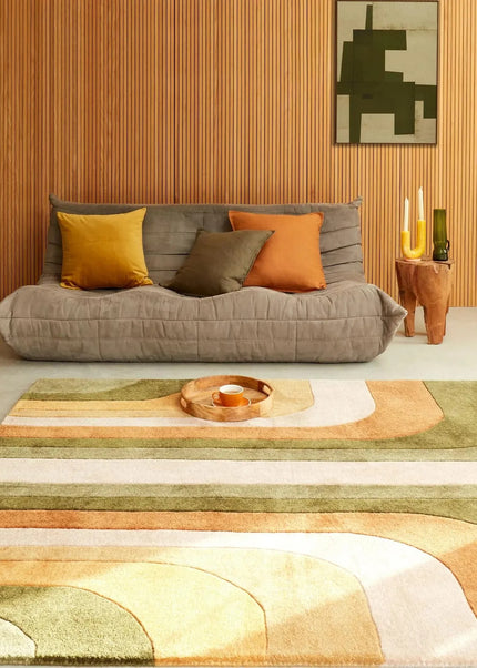 Mid-Century Hand-Tufted Wool Retro Rug: Modern Geometric 8x10 Area Rug