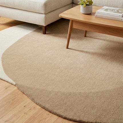 Hand Tufted Wool Rug: Irregular Abstract Design, Earthy Tones