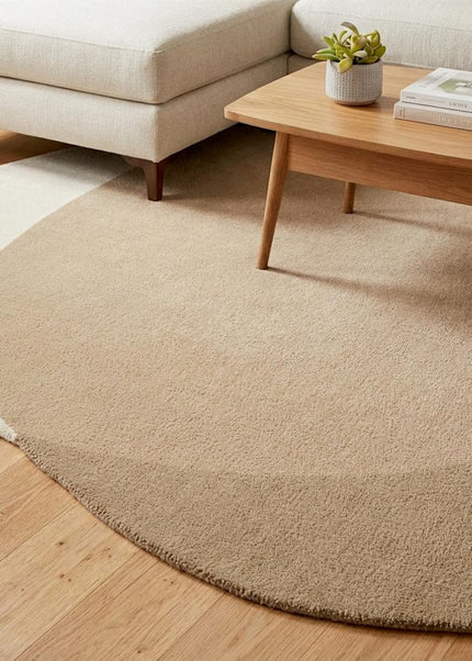 Hand Tufted Wool Rug: Irregular Abstract Design, Earthy Tones