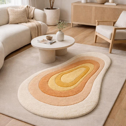Abstract Hand Tufted Wool Rug, Amber Flow Modern Floor Carpet