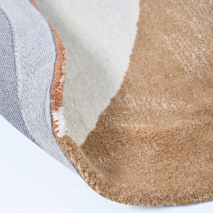 Modern Pebble Shape Viscose Rug – Earthy Neutral Tones