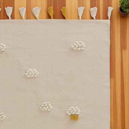 Soft Cotton Cloud Rug for Kids' Room | Handwoven, Eco-Friendly Flat Woven Cotton Carpet