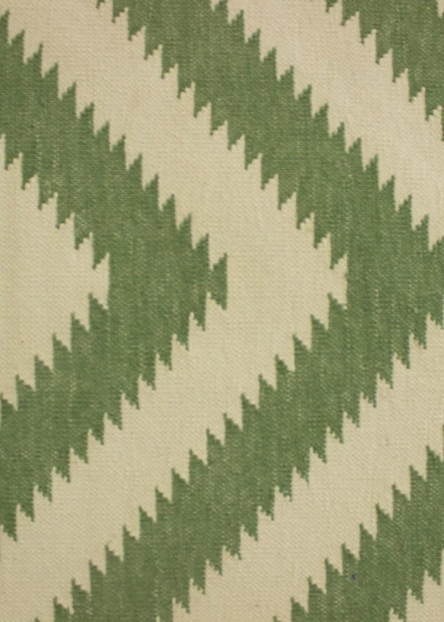 Handmade Pastel Green Cotton Area Rug: Bohemian Geometric Reversible Rug
