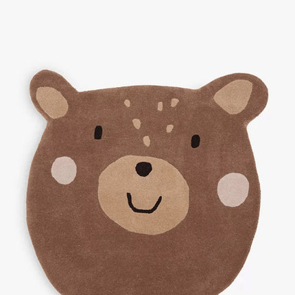 Hand-Tufted Brown Bear Wool Rug: Kids Room Decor