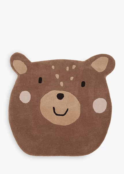 Hand-Tufted Brown Bear Wool Rug: Kids Room Decor