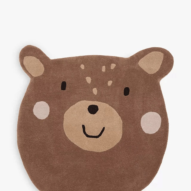 Hand-Tufted Brown Bear Wool Rug: Kids Room Decor