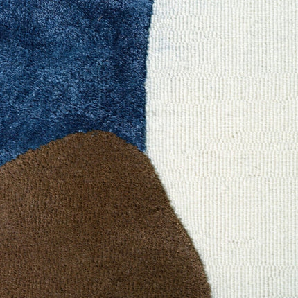 Hand Tufted Wool Area Rug: Modern Abstract Design, Navy/Beige
