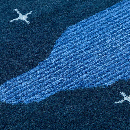 Hand-Tufted Twinkling Stars Rug for Kids: Soft Wool, Anti-Slip, Blue Sky