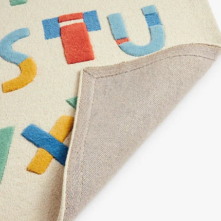 Hand-Tufted Wool ABC Rug: Educational Kids Playmat