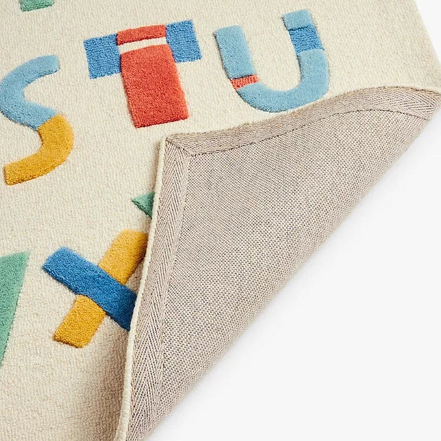 Hand-Tufted Wool ABC Rug: Educational Kids Playmat