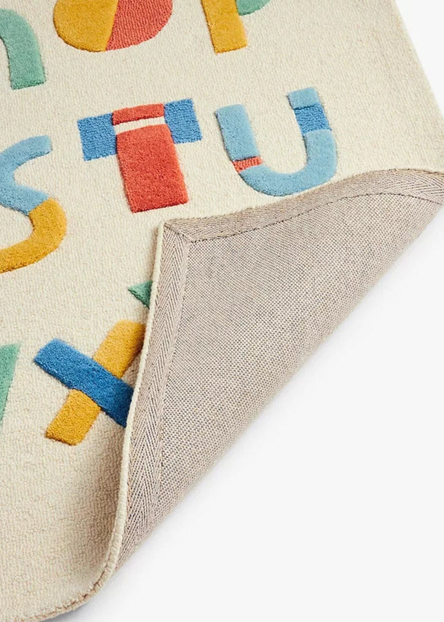 Hand-Tufted Wool ABC Rug: Educational Kids Playmat
