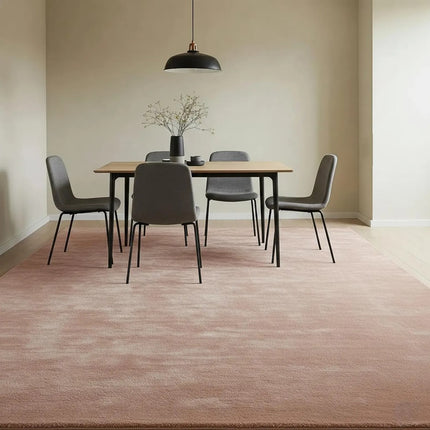Hand Tufted Dusty Rose Wool Rug, Modern Carpet for Contemporary Spaces