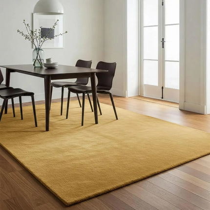 Hand Tufted Wool Area Rug, 8x10 Solid Golden Brown Modern Home Decor