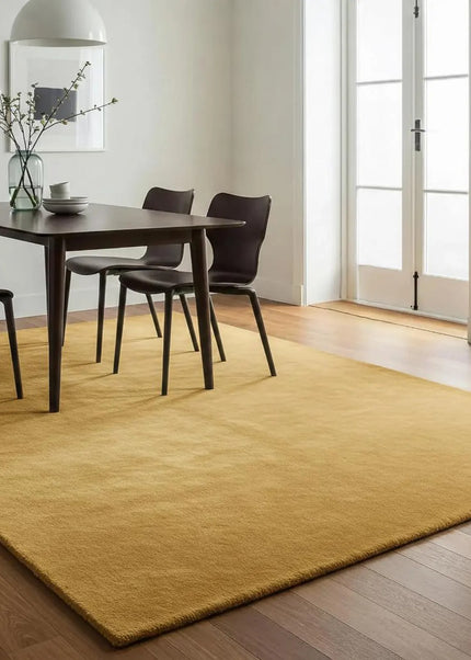 Hand Tufted Wool Area Rug, 8x10 Solid Golden Brown Modern Home Decor