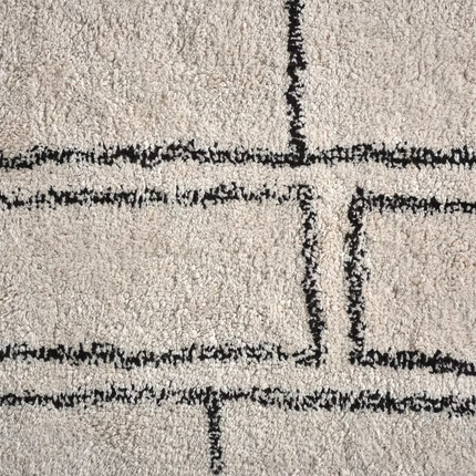 Geometric Cotton Hand Knotted Neutral Irregular Pattern Rug