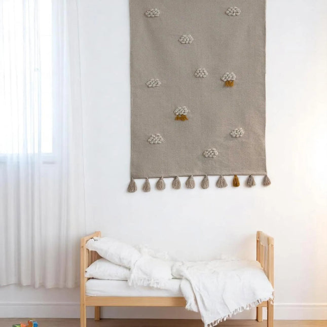 Soft Cotton Cloud Rug for Kids' Room | Handwoven, Eco-Friendly Flat Woven Cotton Carpet
