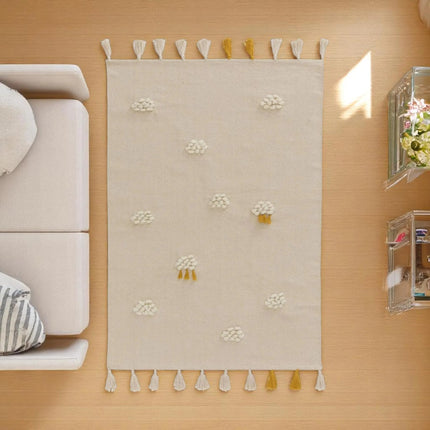 Soft Cotton Cloud Rug for Kids' Room | Handwoven, Eco-Friendly Flat Woven Cotton Carpet