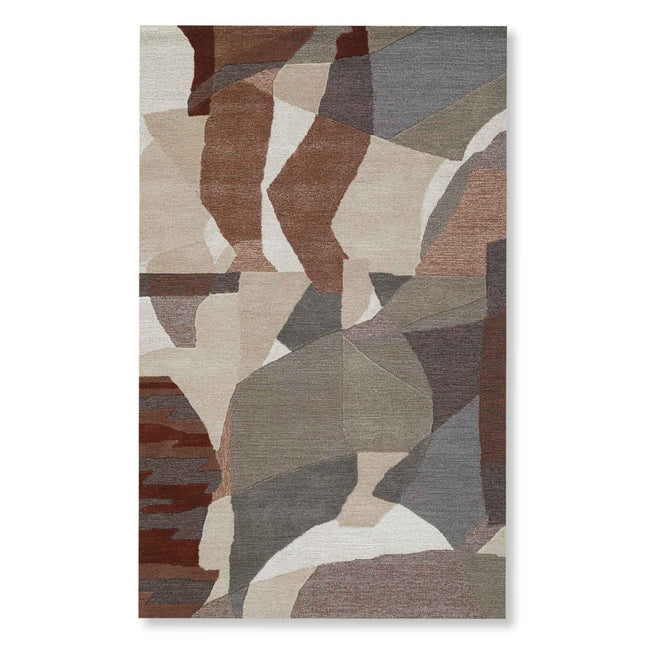 Hand Tufted Wool Rug: Abstract Rust & Earthy Tones, Modern Area Carpet