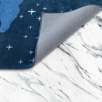 Hand-Tufted Twinkling Stars Rug for Kids: Soft Wool, Anti-Slip, Blue Sky