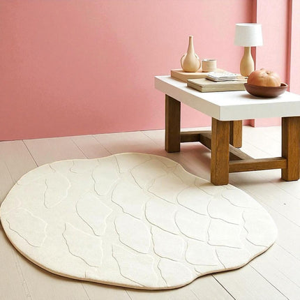 Hand Tufted Wool Rug: Irregular Organic Modern Design, Earthy Tones