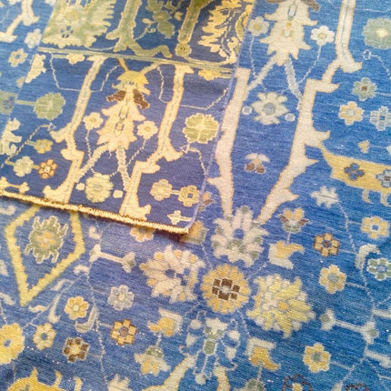 Handwoven Royal Blue Wool Rug: 8x10 Oriental Floral Carpet