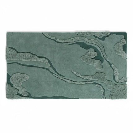 Textured Moss Green Hand Tufted Wool Rug, Modern Minimal Living Room Area Carpet