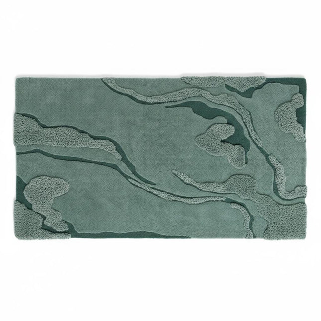 Textured Moss Green Hand Tufted Wool Rug, Modern Minimal Living Room Area Carpet