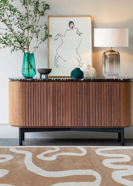 Hand Tufted Wool Rug: Abstract Light Brown Modern Carpet