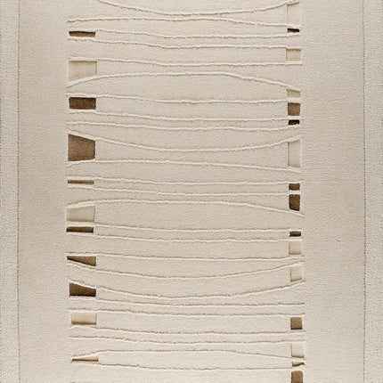 Hand Tufted Wool Area Rug: Modern Beige & Orange Design