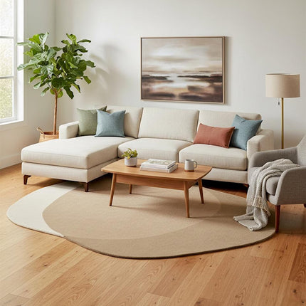Hand Tufted Wool Rug: Irregular Abstract Design, Earthy Tones