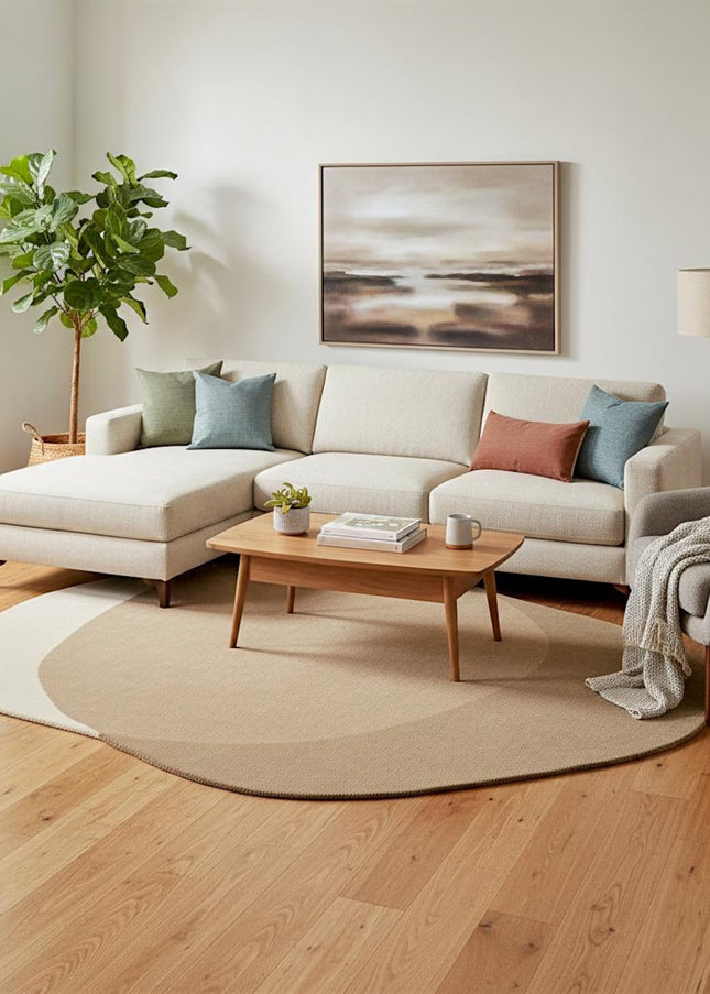 Hand Tufted Wool Rug: Irregular Abstract Design, Earthy Tones