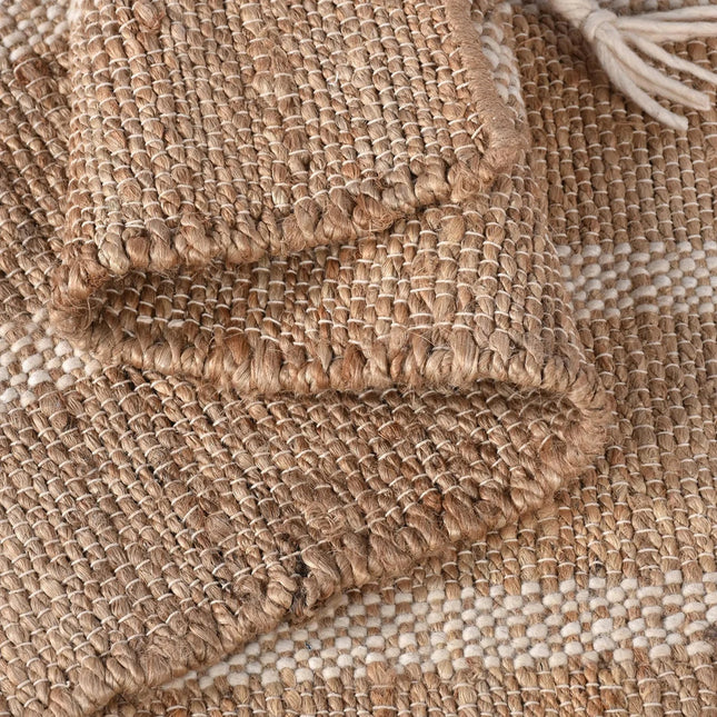 Handwoven Striped Jute Rug: Reversible Eco-Friendly Jute & Hemp