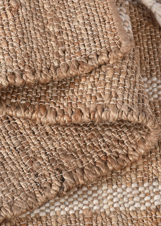 Handwoven Striped Jute Rug: Reversible Eco-Friendly Jute & Hemp