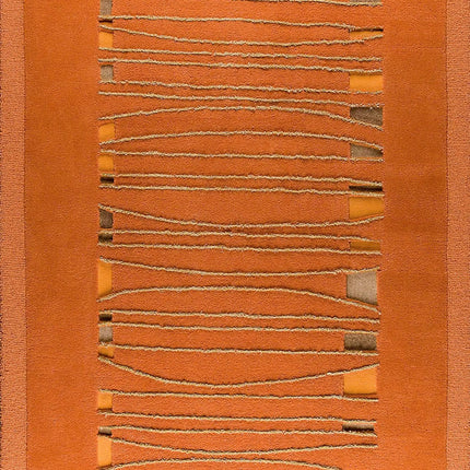 Hand Tufted Wool Area Rug: Modern Beige & Orange Design