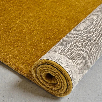 Hand Tufted Wool Area Rug, 8x10 Solid Golden Brown Modern Home Decor