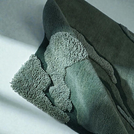 Textured Moss Green Hand Tufted Wool Rug, Modern Minimal Living Room Area Carpet
