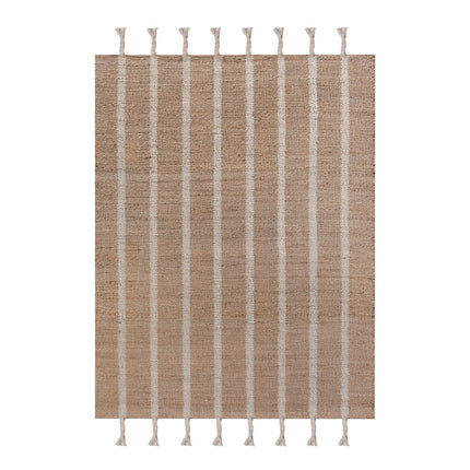 Handwoven Striped Jute Rug: Reversible Eco-Friendly Jute & Hemp