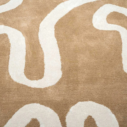 Hand Tufted Wool Rug: Abstract Light Brown Modern Carpet
