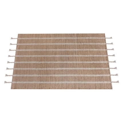 Handwoven Striped Jute Rug: Reversible Eco-Friendly Jute & Hemp