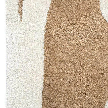 Hand Tufted Wool Rug: Abstract Light Brown Modern Carpet