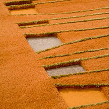 Hand Tufted Wool Area Rug: Modern Beige & Orange Design