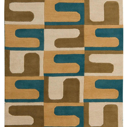 Hand-Tufted Wool Area Rug: Modern Geometric Design