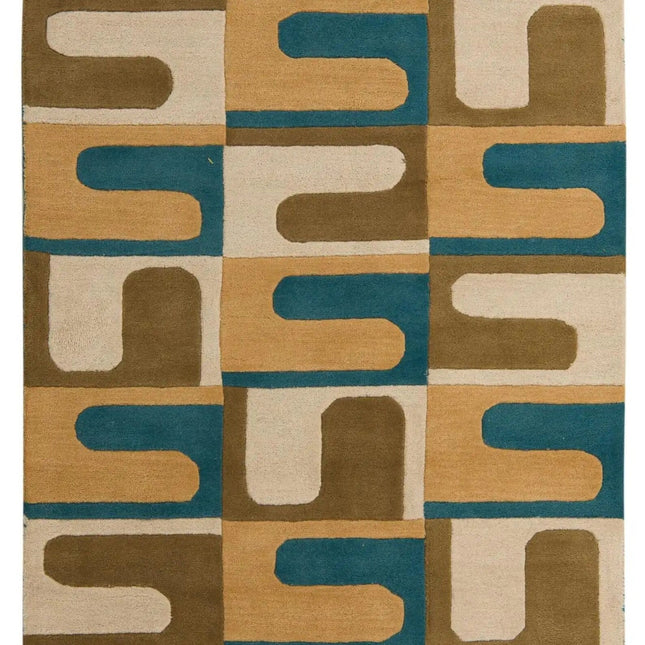 Hand-Tufted Wool Area Rug: Modern Geometric Design