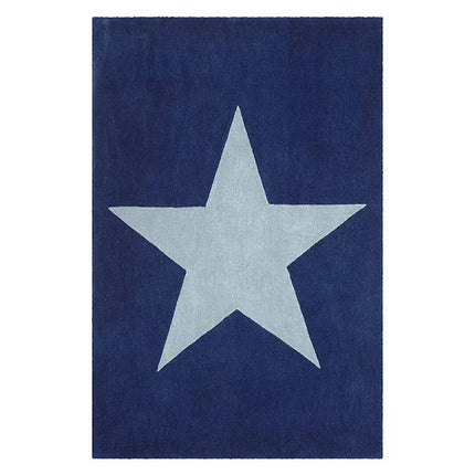Handmade Wool Star Rug: Navy Blue Kids Playmat