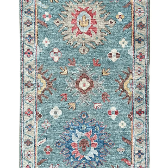 Turquoise Floral 8x10 Oushak Rug: A Handwoven Turkish Carpet