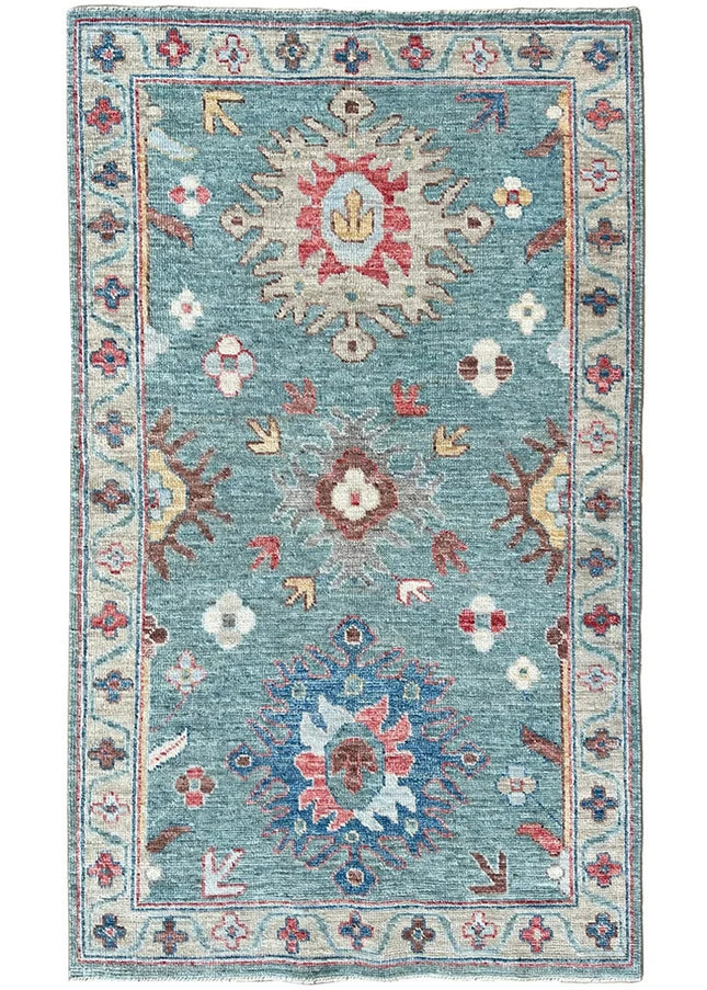 Turquoise Floral 8x10 Oushak Rug: A Handwoven Turkish Carpet