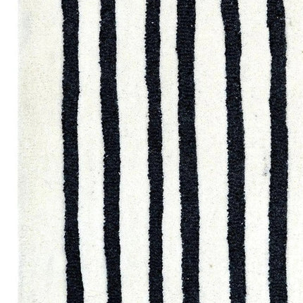 Hand Tufted Wool Rug: Monochrome Minimalist Stripe Area Rug