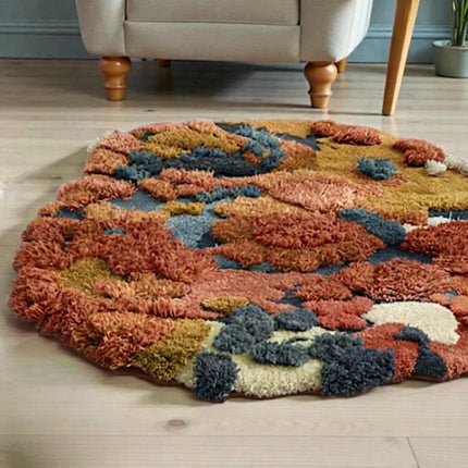 Hand Tufted Wool Art Rug, Multicolor Abstract Art, Modern Boho Decor