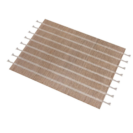 Handwoven Striped Jute Rug: Reversible Eco-Friendly Jute & Hemp